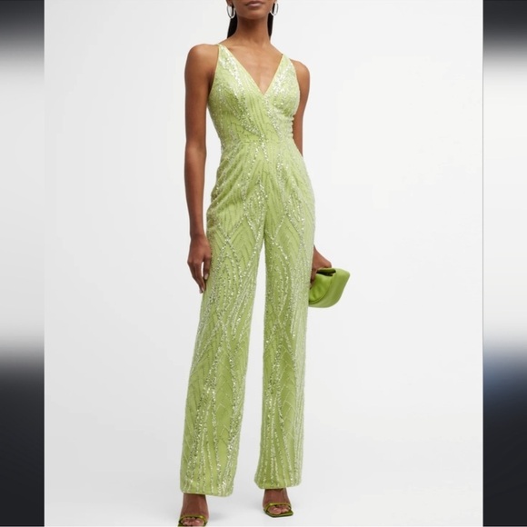 NWT Dress The Population Black Label "Charlie" jumpsuit XS Lemongrass Multi - Picture 1 of 16